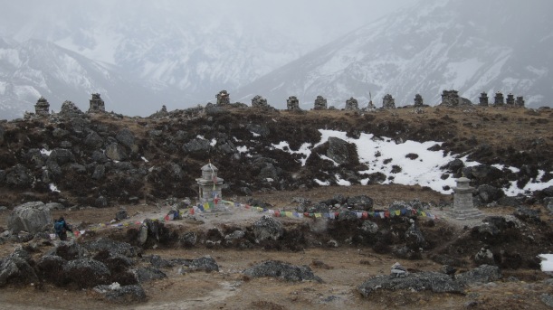 The memorials to those who have lost their lives on Everest.